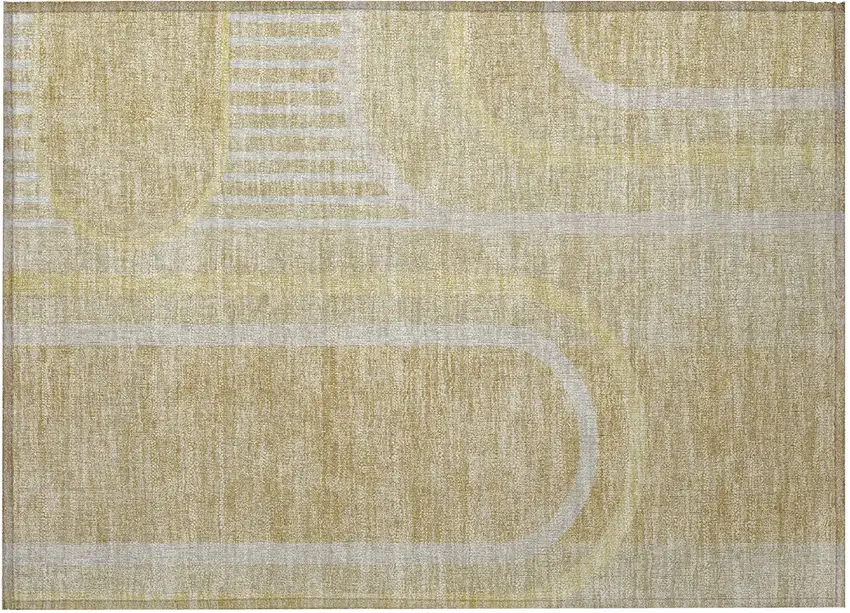 Beige Abstract Washable Non Skid Indoor Outdoor Area Rug Photo 5