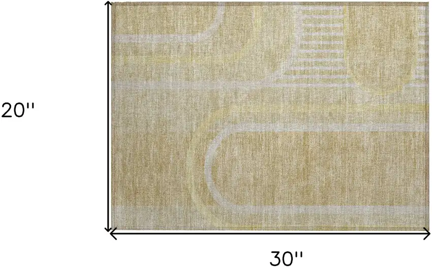 Beige Abstract Washable Indoor Outdoor Area Rug Photo 3