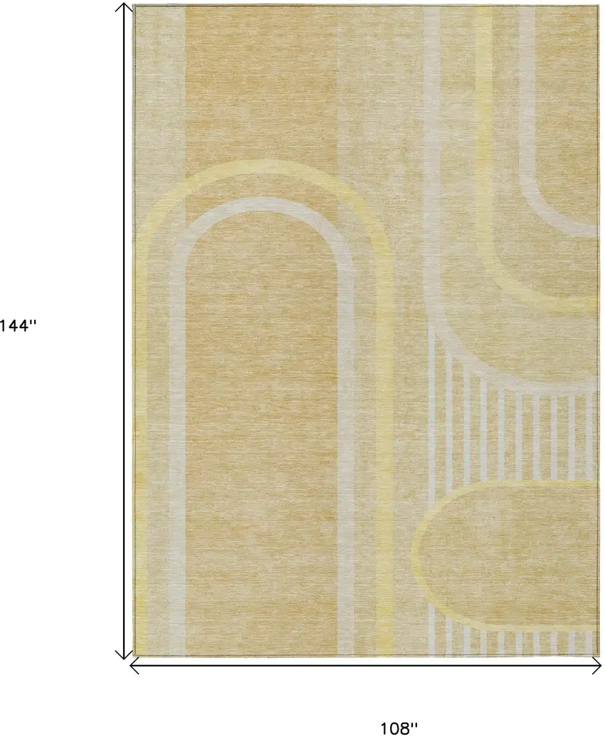 Beige Abstract Washable Indoor Outdoor Area Rug Photo 3