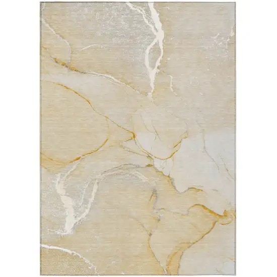 Beige Abstract Washable Non Skid Indoor Outdoor Area Rug Photo 2