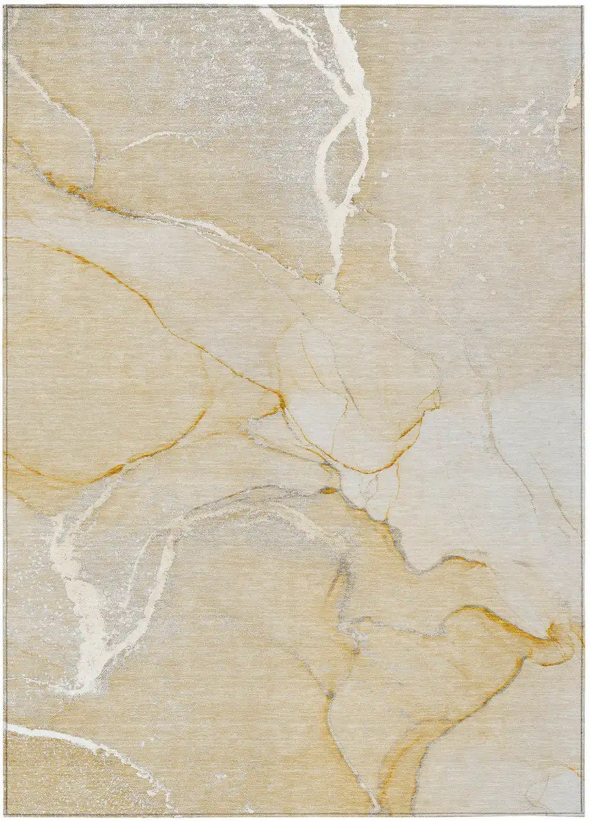Beige Abstract Washable Non Skid Indoor Outdoor Area Rug Photo 2