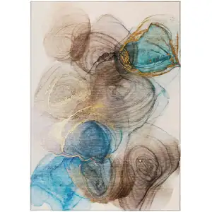 Photo of Beige Abstract Washable Non Skid Indoor Outdoor Area Rug