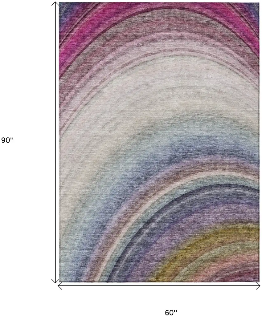 Beige Abstract Washable Non Skid Indoor Outdoor Area Rug Photo 3