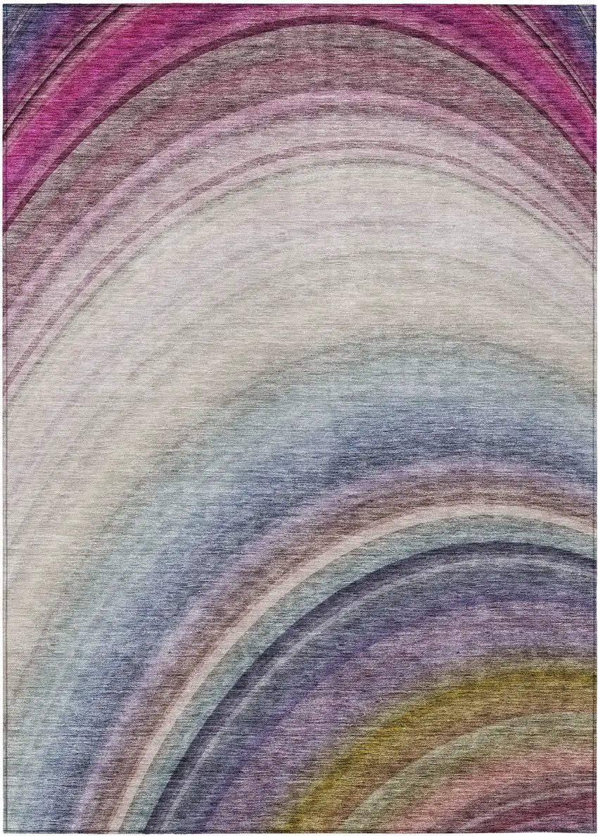 Beige Abstract Washable Non Skid Indoor Outdoor Area Rug Photo 2