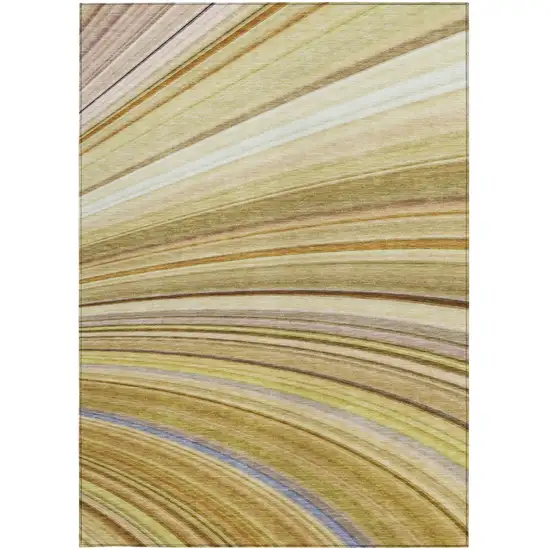 Beige Abstract Washable Non Skid Indoor Outdoor Area Rug Photo 6