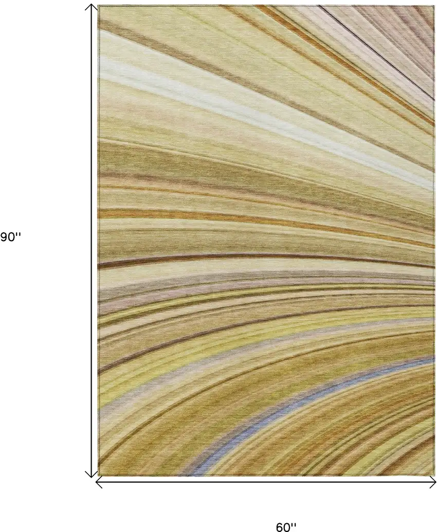 Beige Abstract Washable Non Skid Indoor Outdoor Area Rug Photo 3