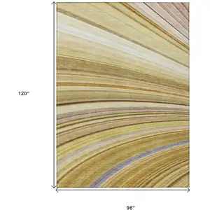 Photo of Beige Abstract Washable Non Skid Indoor Outdoor Area Rug