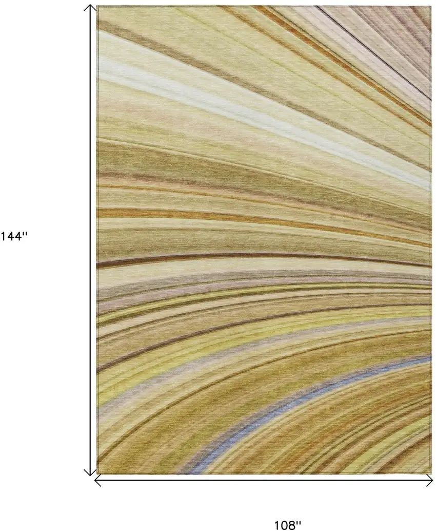 Beige Abstract Washable Non Skid Indoor Outdoor Area Rug Photo 3