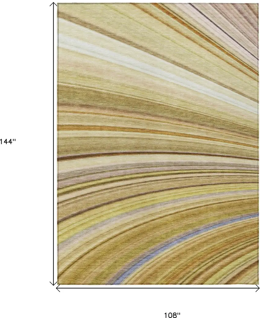 Beige Abstract Washable Non Skid Indoor Outdoor Area Rug Photo 3