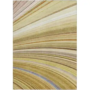 Photo of Beige Abstract Washable Non Skid Indoor Outdoor Area Rug