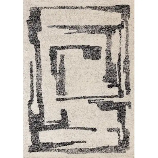 Beige And Black Abstract Area Rug Photo 2