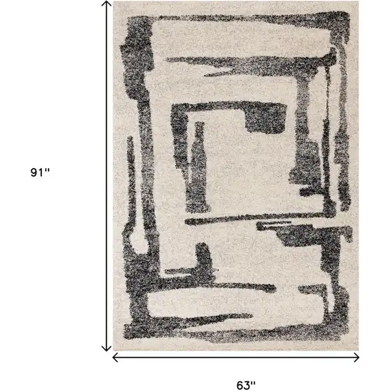 Beige And Black Abstract Area Rug Photo 3