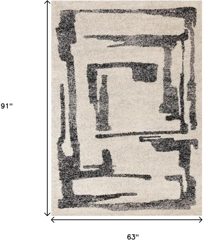Beige And Black Abstract Area Rug Photo 3