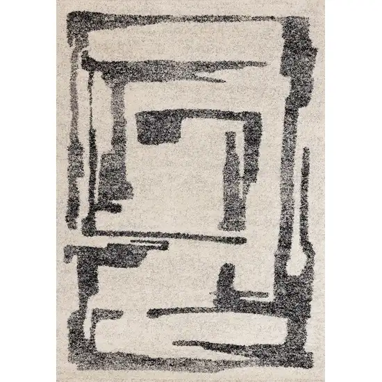 Beige And Black Abstract Area Rug Photo 4