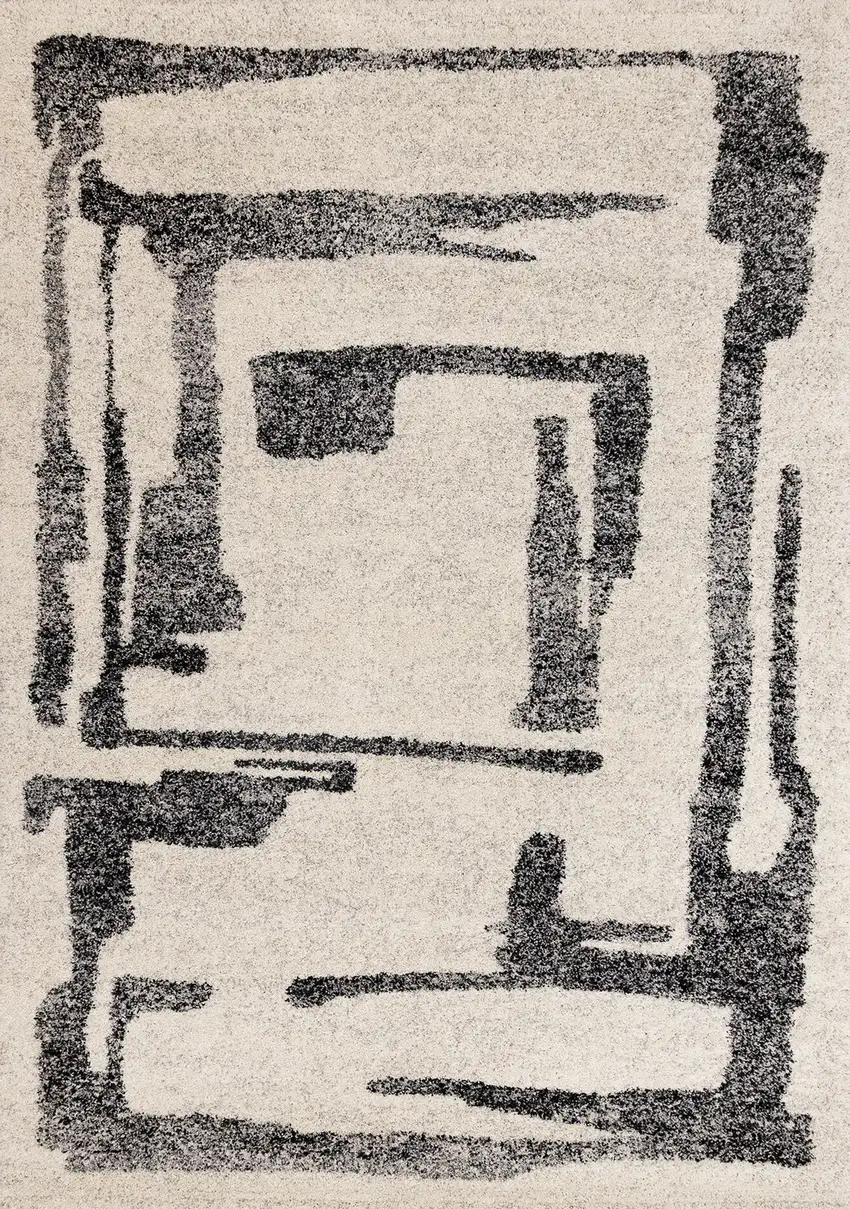 Beige And Black Abstract Area Rug Photo 4