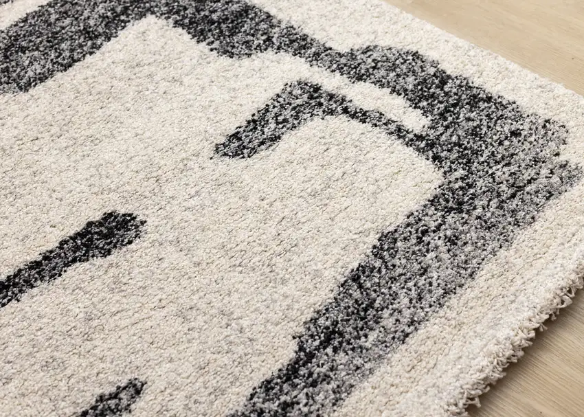 Beige And Black Abstract Area Rug Photo 6