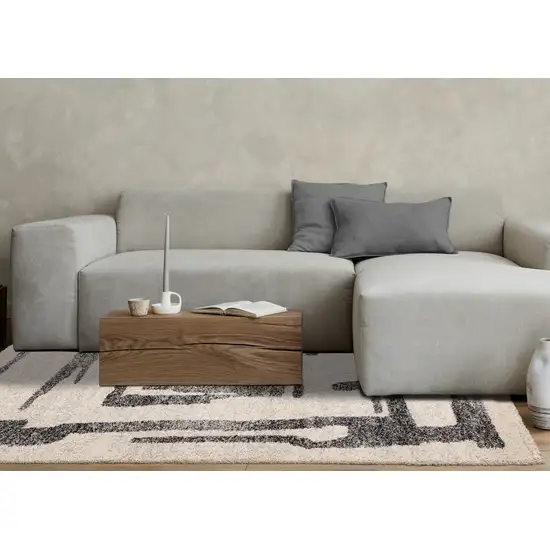 Beige And Black Abstract Area Rug Photo 5