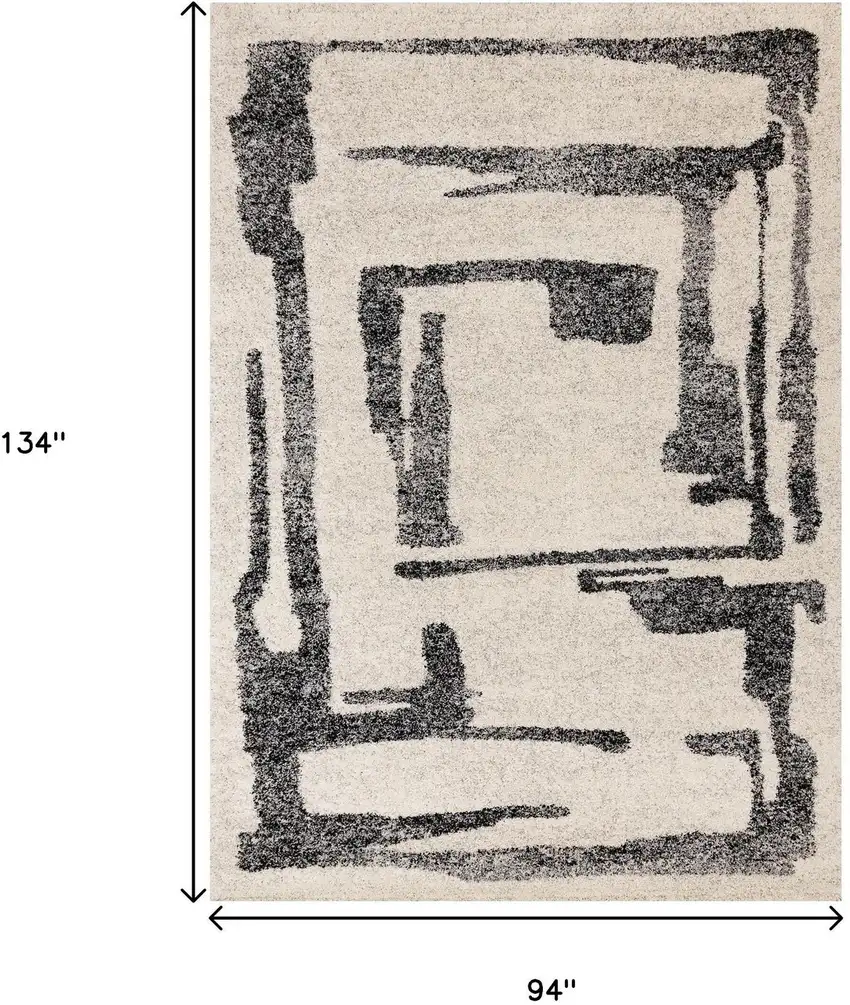 Beige And Black Abstract Area Rug Photo 3