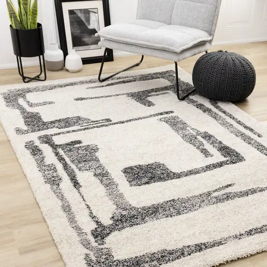 Beige And Black Abstract Area Rug Photo 4