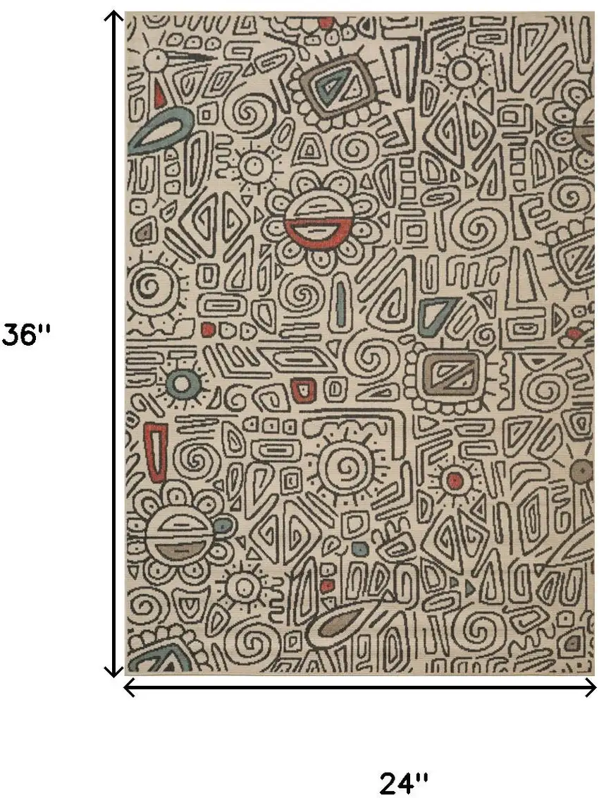 Beige And Black Abstract Area Rug Photo 3