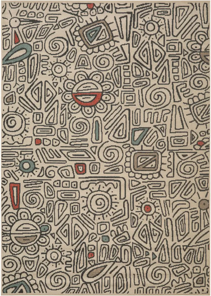 Beige And Black Abstract Area Rug Photo 2