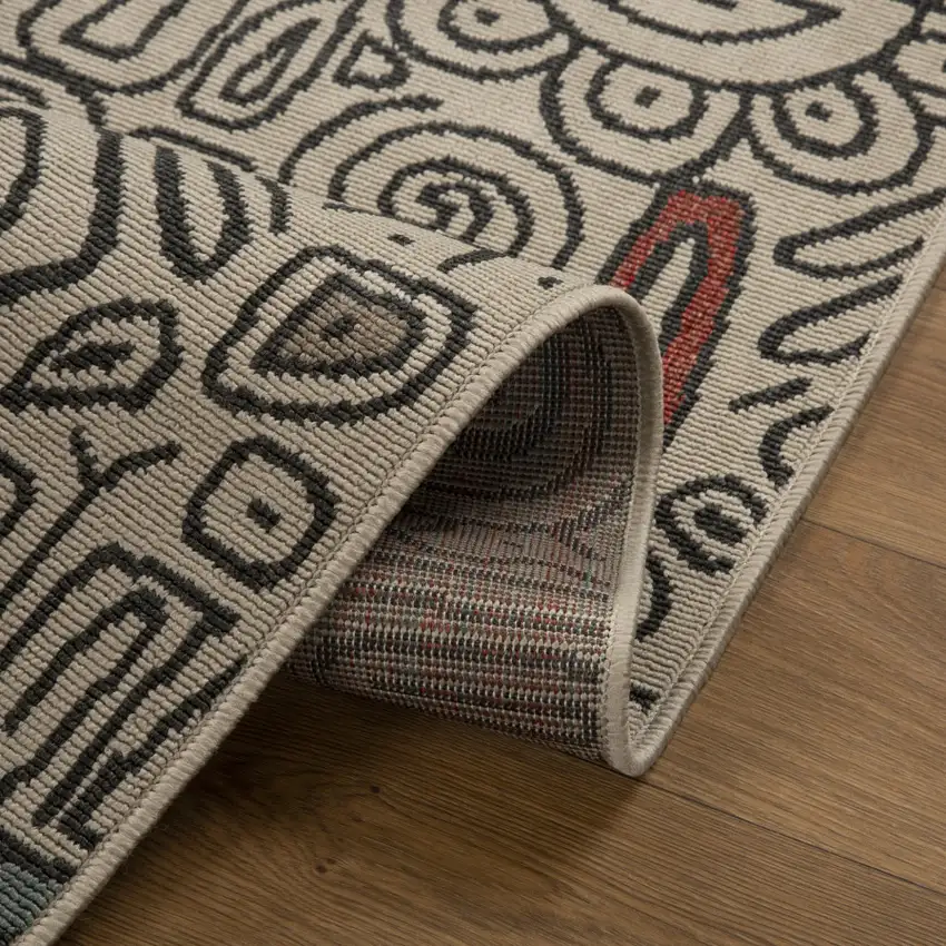 Beige And Black Abstract Area Rug Photo 6