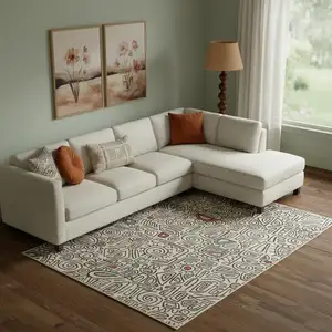 Photo of Beige And Black Abstract Area Rug