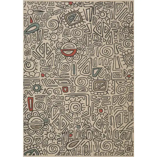 Beige And Black Abstract Area Rug Photo 2