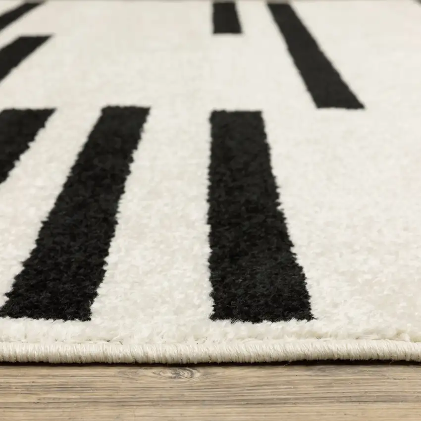 Beige And Black Abstract Area Rug Photo 9
