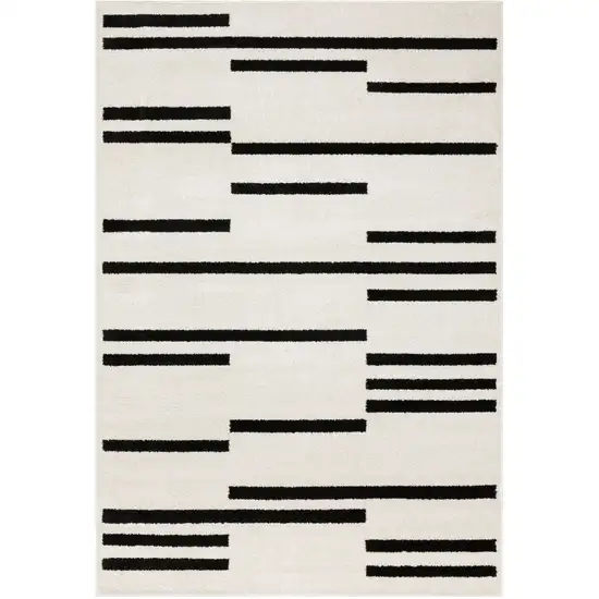 Beige And Black Abstract Area Rug Photo 2