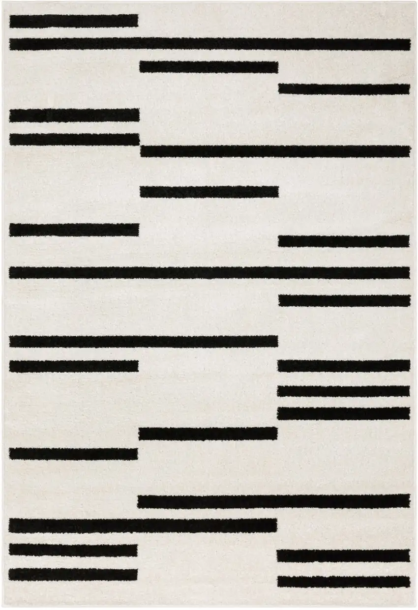 Beige And Black Abstract Area Rug Photo 2