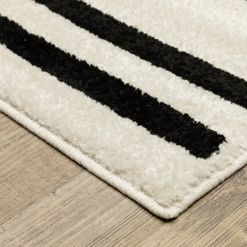 Beige And Black Abstract Area Rug Photo 7