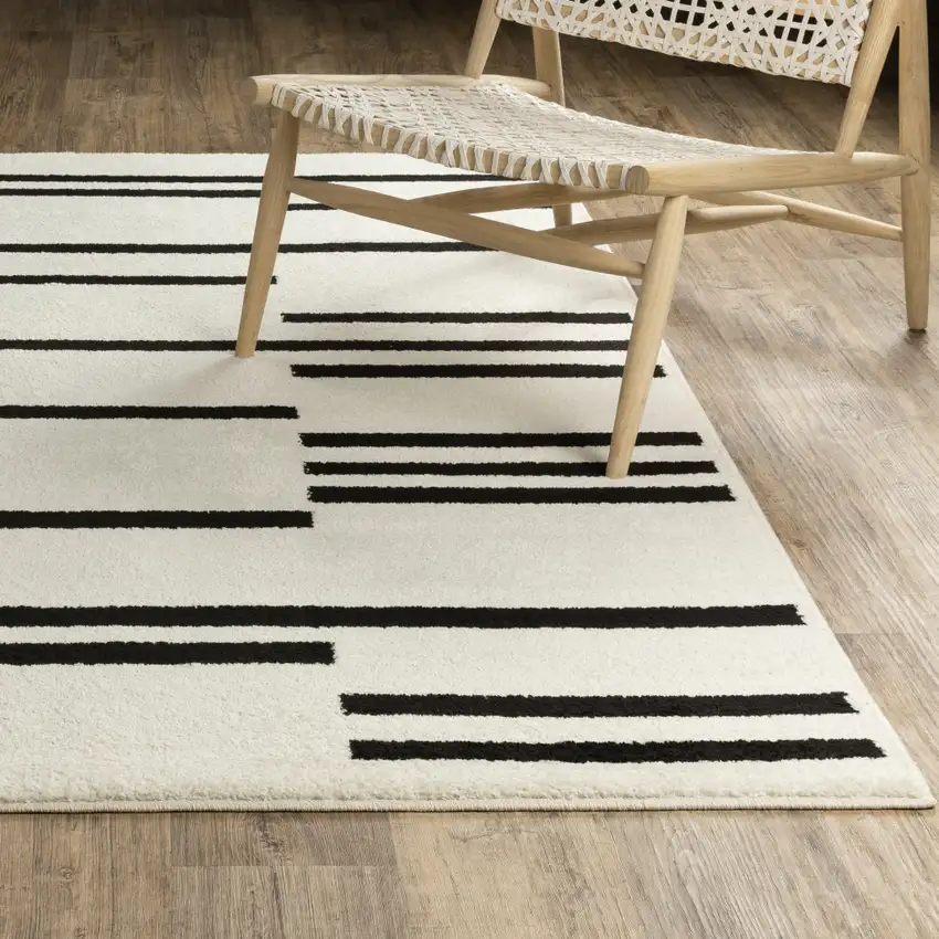 Beige And Black Abstract Area Rug Photo 6