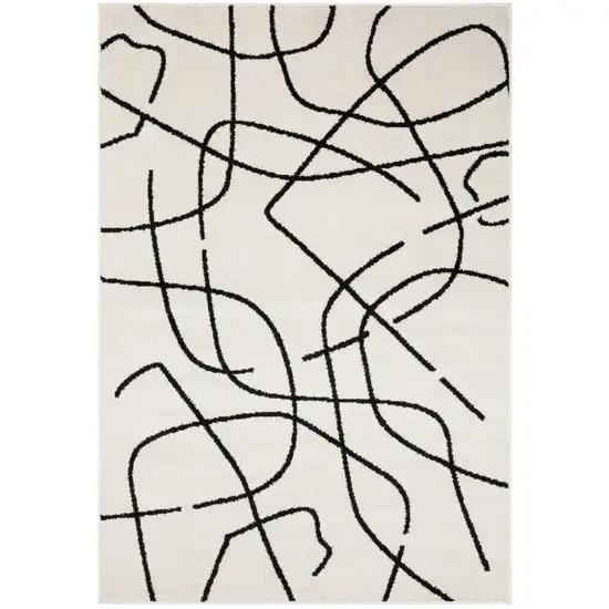 Beige And Black Abstract Area Rug Photo 2