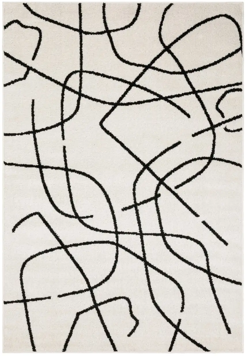 Beige And Black Abstract Area Rug Photo 2