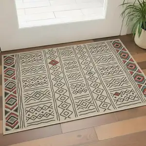 Photo of Beige And Black Geometric Area Rug