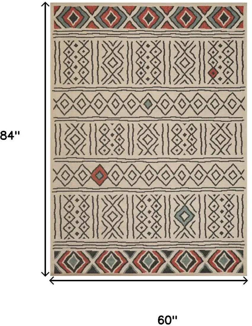 Beige And Black Geometric Area Rug Photo 3