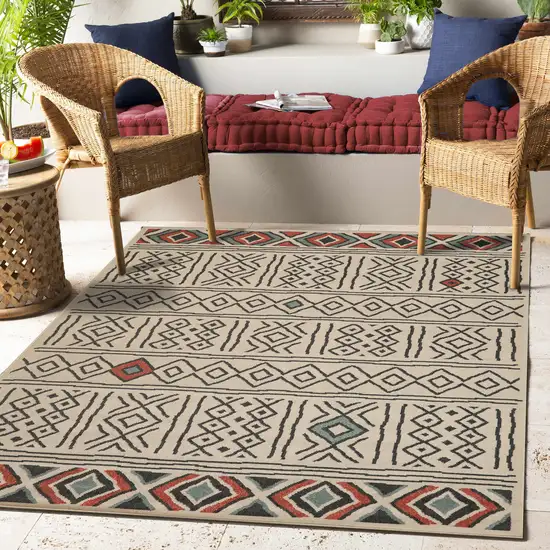 Beige And Black Geometric Area Rug Photo 6