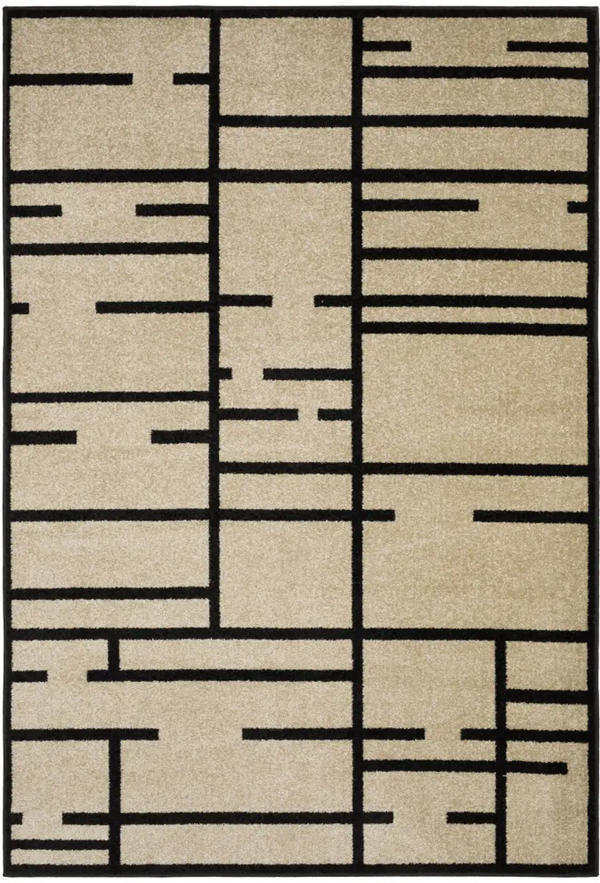 Beige And Black Geometric Area Rug Photo 2
