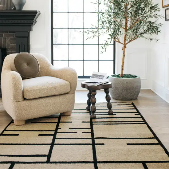 Beige And Black Geometric Area Rug Photo 5