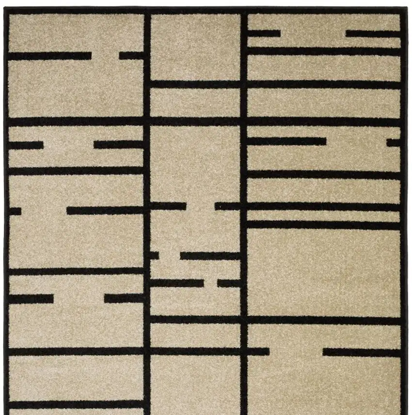 Beige And Black Geometric Area Rug Photo 4