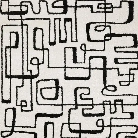 Beige And Black Geometric Area Rug Photo 4