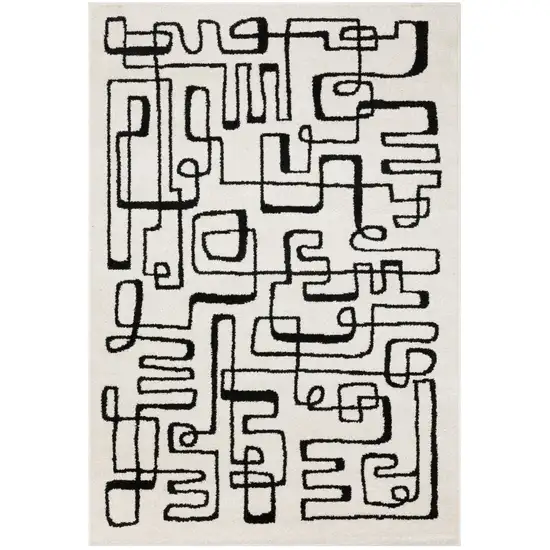 Beige And Black Geometric Area Rug Photo 2
