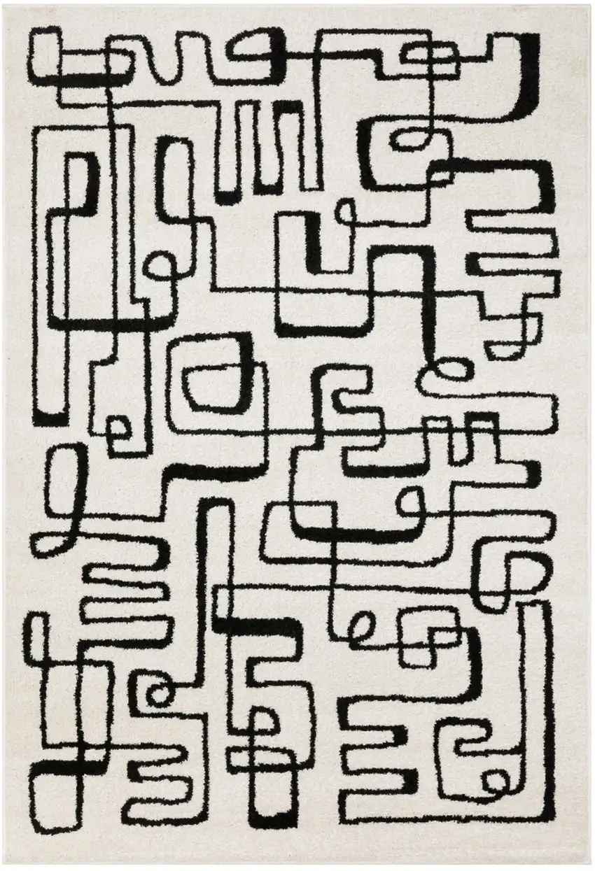 Beige And Black Geometric Area Rug Photo 2
