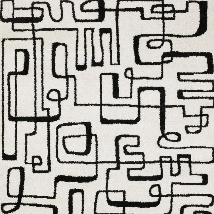 Beige And Black Geometric Area Rug Photo 4