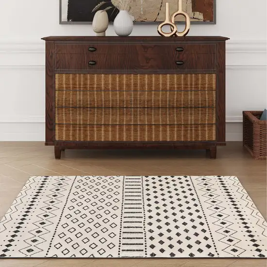 Beige And Black Geometric Washable Area Rug Photo 4