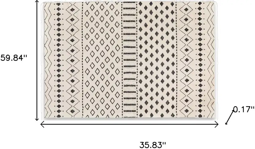 Beige And Black Geometric Washable Area Rug Photo 7