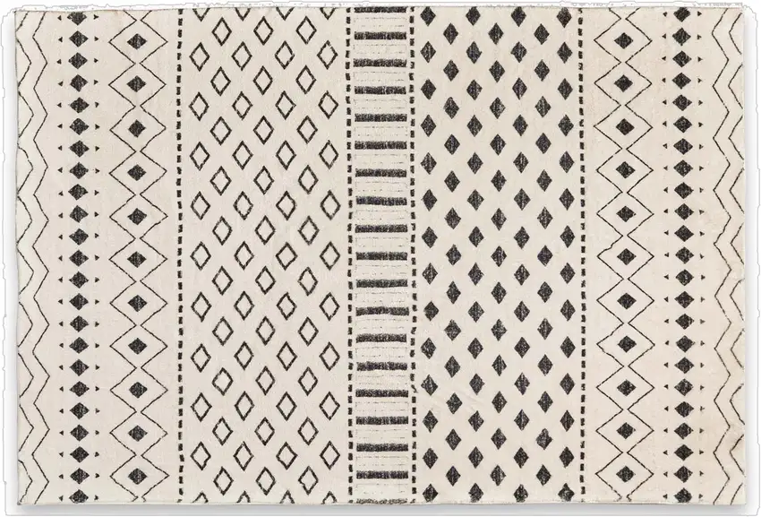 Beige And Black Geometric Washable Area Rug Photo 2