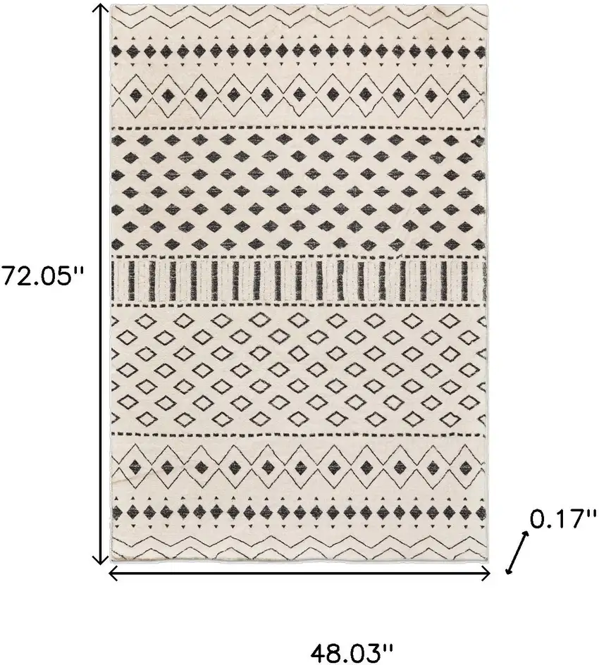Beige And Black Geometric Washable Area Rug Photo 8