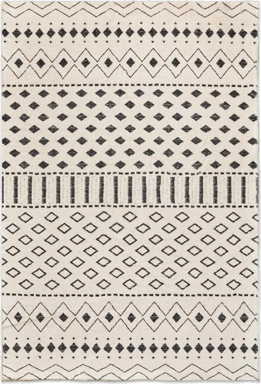 Beige And Black Geometric Washable Area Rug Photo 2